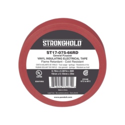 PANDUIT ST17-075-66RD Cinta Electrica STRONGHOLD para Aislar de PVC Uso General Reparacion y Mantenimiento Grosor de 0.18mm (7 mil) Ancho de 19mm y 20.12m de Largo Color Rojo