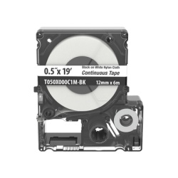 PANDUIT T050X000C1M-BK Casete de Etiquetas de Nylon de Cinta Continua Color Negro Sobre Blanco Uso Interior/Exterior 12 (0.5 Pulgadas) mm de Ancho x 6 Metros (19.69 Pies) de Largo