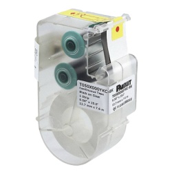 PANDUIT T050X000YKC-BK Casete de Etiquetas de Poliester de Cinta Continua Color Negro sobre Transparente Uso Interior/Exterior Resistente a Rayos UV 12.7 mm de Ancho x 7.6 metros de Largo