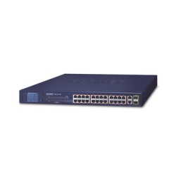 PLANET FGSW-2622VHP Switch No Administrable 24 Puertos PoE 10/100 802.3af/at 2 Combo TP/SFP Gigabit y Pantalla LCD para Monitoreo y Configuracion Basica de PoE Hasta 300 Watts