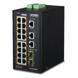 PLANET IGS-20160HPT Switch Industrial Administrable 16 puertos 10/100/1000 T 802.3at PoE + 2 Puertos 10/100/1000 T + 2 puertos 100/1000 X SFP