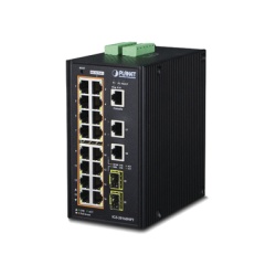 PLANET IGS-20160HPT Switch Industrial Administrable 16 puertos 10/100/1000 T 802.3at PoE + 2 Puertos 10/100/1000 T + 2 puertos 100/1000 X SFP
