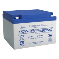 POWER SONIC PS-12260-M5 Bateria 12V 26AH Para Respaldo Tecnologias AGM/VRLA 5 Anos Vida Util Terminales M5 Reconocida UL