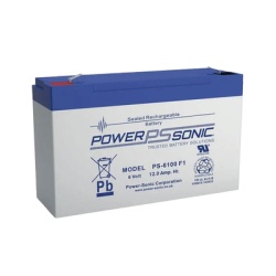 POWER SONIC PS-6100-F2 Bateria 6V 12AH Para Respaldo Tecnologias AGM/VRLA 5 Anos Vida Util Terminales F2 Reconocida UL