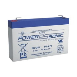 POWER SONIC PS-670-F1 Bateria 6V 7AH Para Respaldo Tecnologias AGM/VRLA 5 Anos Vida Util Terminales F1 Reconocida UL