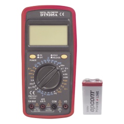 PRECISION DT9205AKIT KIT Multimetro Digital DT9205A 600 Vcc / Vca CATII con Pantalla LCD. Incluye Bateria ER-9V de 9V