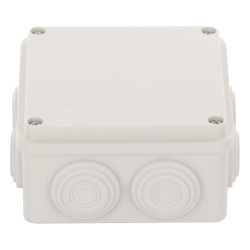 PRECISION PST-1010-ER Caja Derivacion-Conexion de Plastico (100 X 100 X 54 mm) con 7 Glandulas de Goma. Para Instalaciones Comerciales Residenciales e Industriales. Incluye Tornilleria para su Tapa.