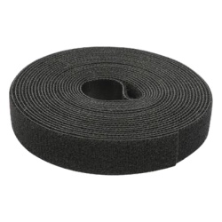 PRECISION PST-C05-001-BK Cinta de Contacto Autoadherente Color Negro / 1.6 cm x 25 metros / Espalda con Espalda (Gancho y Bucle)