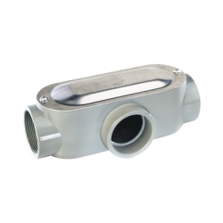 RAWELT OT-0097C Caja oval roscada tipo T de 1 1/4" (31.8 mm) incluye tapa y tornillos.