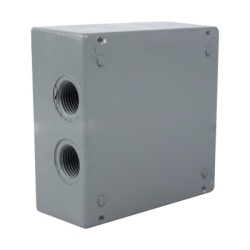 RAWELT RC-0493 Caja Condulet Cuadrada de 3/4" (19.05 mm) con 4 bocas a prueba de intemperie.