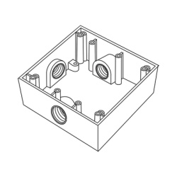 RAWELT RC-0503 Caja Cuadrada de 3/4" (19.05 mm) a Prueba de Intemperie/ Cuenta con 3 bocas.