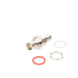 RF INDUSTRIES LTD RFB-1135 Adaptador Doble BNC Hembra para Chasis Hermetico y de Montaje en D-Plano Niquel/ Oro/ Delrin.