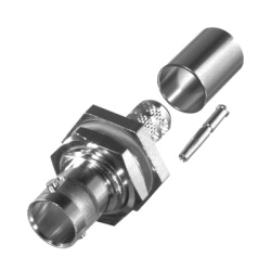 RF INDUSTRIES LTD RFB-1717-Q Conector BNC Hembra para Chasis en D-Plano con Aro de Goma Anillo Plegable para RG-6/U y Grupo Q 75 Ohm Niquel/ Oro/ Teflon.