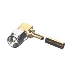 RF INDUSTRIES LTD RSA-3010-1B-04 Conector SMA Macho en Angulo Recto Para RG-174/U Grupo B Tuerca de Acoplamiento de Acero Inoxidable Oro/ Oro/ Teflon.