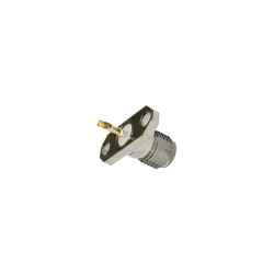 RF INDUSTRIES LTD RSA-3261 Conector SMA Hembra de Montaje en Panel para 2 Perforaciones y PIN Soldable Requiere Capucha Niquel/ Oro/ Teflon.