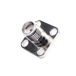 RF INDUSTRIES LTD RSA-3271 Conector SMA Hembra Montaje de Panel Cuadrado 4 Perforaciones Soldable Niquel/ Oro/ Teflon.
