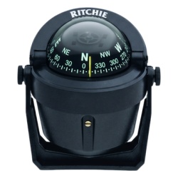 RITCHIE B-51 Brujula de Navegacion Maritima Serie Explorer / Montaje en Bracket / Color Negro / 2 3/4" (70 mm) Direct Reading Dial / Iluminacion Nocturna Verde Interna / Compensadores Integrados / Mov