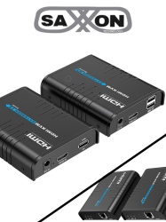 SAXXON TVT525005 SAXXON LKV373KVM- Kit Extensor HDMI/KVM para Hasta 120 metros/ Resolucion 1080p60Hz/ Soporta Cableado con CAT 5e y 6/ 30 HZ/ 2 Puertos USB para Conectar Teclado y/o Mouse/ 5 VCD/ Plu