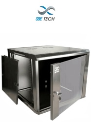 SBE TECH SBT1580009 SBE TECH GNLPAR12URP- Gabinete de pared de 12 UR con capacidad de carga de 60 Kg dimensiones 60x60x64 cm y puerta frontal de cristal templado