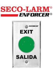 SECO LARM SEC1210002 Seco-Larm SD7201GCPE1Q - Placa Con Boton Para Presionar De Color Verde De Salida. "Exit" y "Salida " SPDT