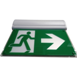 SFIRE SF-4CTW Señal de Salida de Emergencia / LED Edge-Lit / Pictograma Hombre Corriendo / Voltaje Universal 120-347 VAC / Autonomía 2 Horas / Carcasa 5VA