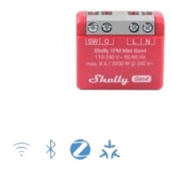 SHELLY SHELLY1PMMINIGEN4 Mini Interruptor inteligente Wi-Fi 2.4 / medicion de consumo /1 canal 8A 110-240 / compatible con asistentes de voz
