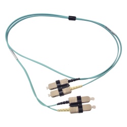 SIEMON FJ2-SCSC5L-01AQ Jumper de Fibra Optica Multimodo 50/125 OM3 XGLO SC-SC Duplex OFNR Color Aqua 1 Metro (3.28 Pies)