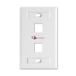 SIEMON KFP-S-02-02S Placa de Pared Keystone de 2 Salidas Color Blanco para Jacks Keystone Z-MAX y MAX