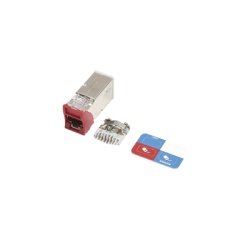 SIEMON Z6A-S03 Jack Z-MAX Cat6A Blindado Montaje Hibrido en Placa de Pared (Plano y Angulado) Color Rojo