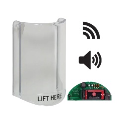 STI STI-6517B Cubierta Protectora De Policarbonato Super Resistente Con Sonido Con Transmisor Inalambrico Para STI-V34104 Texto En Ingles Para Botones Multiusos Serie StopperÂ® Station De STI
