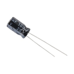 Syscom CE100/25V Capacitor Electrolitico de Aluminio Radial de 100 ÂµFd 25 Vcc 105 Â°C 6.3 x 11 mm.