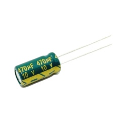 Syscom CE470/10V Capacitor Electrolitico de Aluminio Radial de 470 ÂµFd 10 Volt 105 Â°C 6.3 x 11 mm.