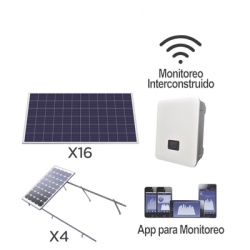 Syscom KITEPCOM5K330 Kit solar para interconexion de 5 KW de potencia 220 Vca con inversor cadena y paneles policristalinos.