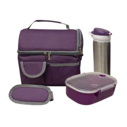 Syscom SETLUCH2 SET DE 2 LONCHERA DE 9 PULG. INCLUYE UN CILINDRO DE ACERO INOXIDABLE UN RECIPIENTE DE PLASTICO PARA ALIMENTOS