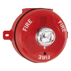 SYSTEM SENSOR PC2R-K Sirena con Lampara Estroboscopica para Exterior Montaje en Techo Nivel de Candelas Seleccionable Color Rojo