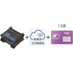 Teltonika RUT901+1YRMS+1GBYOBI Router Teltonika LTE/4G RUT901 + 12 creditos RMS + SIM de YOBI de 1GB por Mes durante un año de servicio (solo datos)