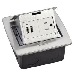THORSMAN TH-MCPU Caja de piso cuadrada con 2 puertos USB y contacto electrico (11000-21203)