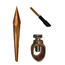 TOTAL GROUND TG-KIT-VAR15 Kit Basico para Tierra Fisica con Varilla de 5/8" de 1.5 m de Largo Opresor y 10 Metros de Cable Negro 6 Awg.