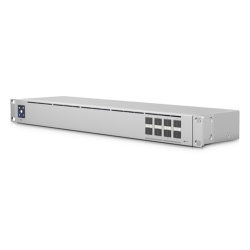 UBIQUITI USW-AGGREGATION Switch administrable capa 2 / 8 puertos SFP+ 10G / 160 Gbps / Pantalla táctil 1.3" / 1U rack / 4.7 pies de profundidad