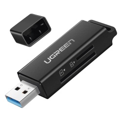 UGREEN 40752 Lector de tarjetas SD portatil USB 3.0 de doble ranura / adaptador de tarjeta de memoria flash concentrador para TF SD Micro SD SDXC SDHC MMC RS-MMC Micro SDXC Micro SDHC UHS-I