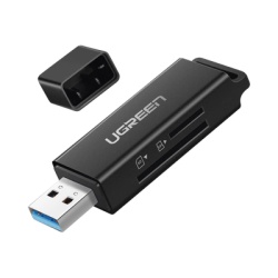UGREEN 40752 Lector de tarjetas SD portatil USB 3.0 de doble ranura / adaptador de tarjeta de memoria flash concentrador para TF SD Micro SD SDXC SDHC MMC RS-MMC Micro SDXC Micro SDHC UHS-I