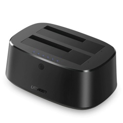 UGREEN 50854 Base USB 3.0 para Disco Duro de Doble Bahia | Soporta Discos SATA de 2.5 & 3.5Â´ | Soporta discos de 12TB | Compatible con UASP SATA 3.0 | Con adaptador de corriente 12V3A | Cable USB 1M