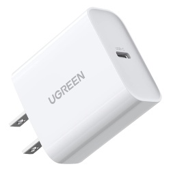 UGREEN 60449B Cargador USB-C de 20W | 1 USB-C de Carga Rapida | QC4.0+ | PD3.0 | PPS | BC1.2| Carga Inteligente | Chip PWM | Multiple Proteccion | Mayor Eficiencia Energetica | Tamano Compacto | Carca