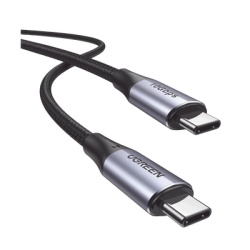 UGREEN 80150 Cable USB-C a USB-C 3.2 Thunderbolt | 1 Metro | 240W | 10 Gbps | 480 Mbps | Soporta Video 4K@60Hz| Chip E-Market Inteligente | Carcasa de Aluminio | Nylon Trenzado | Blindaje de 4 capas.