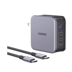 UGREEN 90548 Cargador de Escritorio / 140W / 3 Puertos / 2 USB-C PD3.1 + 1 USB-A / GaN II + SiC / Enchufe Plegable