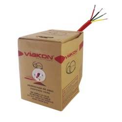 VIAKON 9424 Bobina de Alambre de 305 Metros (1000 Pies) 4 x 18 AWG Tipo FPLR de Color Rojo para Aplicaciones en Sistemas de Deteccion de Incendio y Sistemas de Evacuacion Hecho en Mexico.