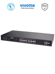 VIVOTEK VIV3720010 VIVOTEK AW-GEL-205A-260 - Switch PoE 20 puertos Administrable Lite 16 puertos GE 30W PoE 4 puertos GE 90W PoE 2 puertos GE UTP 2 puertos GE SFP lite 40 Gbps 260W totales PoE