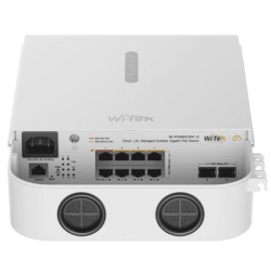 WI-TEK WIPCMS310GFOV2 Switch PoE Gigabit 8 Puertos / 2 SFP Uplink / PoE++ 802.3bt 90W Port 1-2 / PoE+ 802.3at 30W Port 3-8 / 110W Budget Total / 20Gbps Switching / Fanless / Wall-Pole Mount / Industri