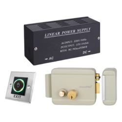 AccessPRO ACCESSRIMB-KIT Kit Control de Acceso / Fuente Alimentacion 36W 13.2VCD / Cerradura Electrica Derecha / Boton IR 5-15 cm / Acero Inoxidable / Indicadores LED / Relevador NO-NC-COM
