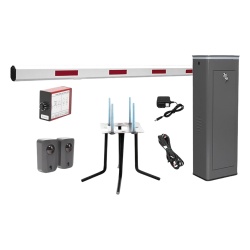 AccessPRO KIT-XBF-3L Kit COMPLETO Barrera Izquierda XBF Con Corona LED / Brazo de 3M / Incluye Sensor de Masa Transformador Lazo Magnetico Ancla Fotoceldas y 2 Controles Inalambricos
